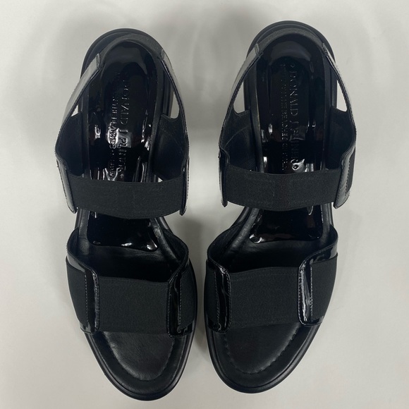 Donald J. Pliner Black Nona Patent Wedge Sandal Size Women's 8.5 - Picture 3 of 11